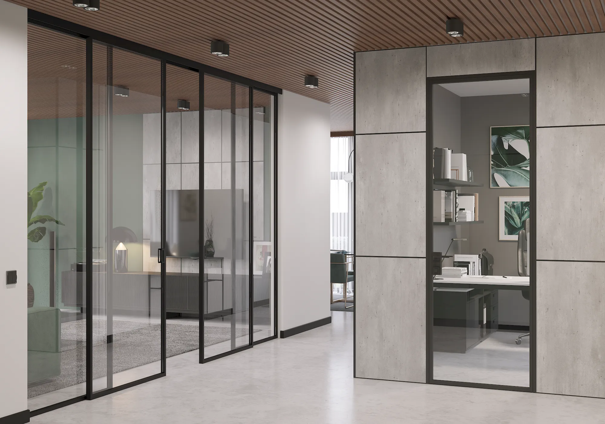 Алюминиевая дверь MINOLI 2 в интерьере